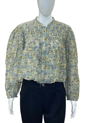Isabel Marant Blouse Irma À Fleurs Pinces Plissées Col Roulé Taille 38 - Photo 1/4