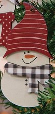 35594 wood buffalo check hat snowman wood ornament