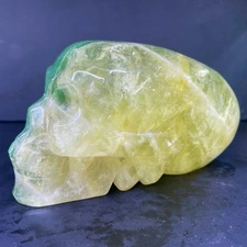 6.3”/3.2LB Natural AB citrine Aventurine quartz Alien skull hand carved crystal