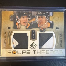 2025-26 SP Game Used Sidney Crosby Evgeni Malkin Troupe Threads Dual Patch 23/25