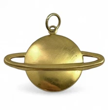 Saturn Charm Necklace Pendant Brass Stamping Jewelry Planet Astronomy Lover Gift