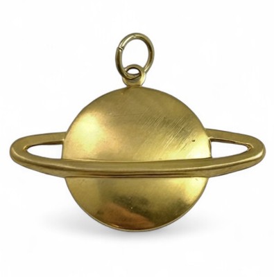 Saturn Charm Necklace Pendant Brass Stamping Jewelry Planet Astronomy Lover Gift