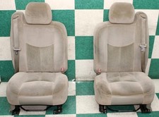 Worn 04 Silverado Tan Cloth Dual Manual Front Lh Rh Bucket Seats Pair Ae7