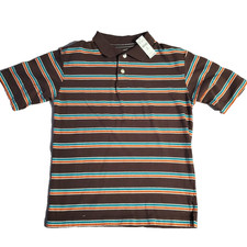 The Children's Place Boy L 10/12 Polo Shirt Short Sleeve Brown Striped NWT