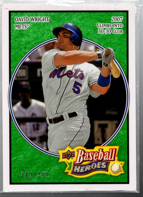 B2145- 2008 Upper Deck Heroes Emerald #107 David Wright /499 - NM-MT