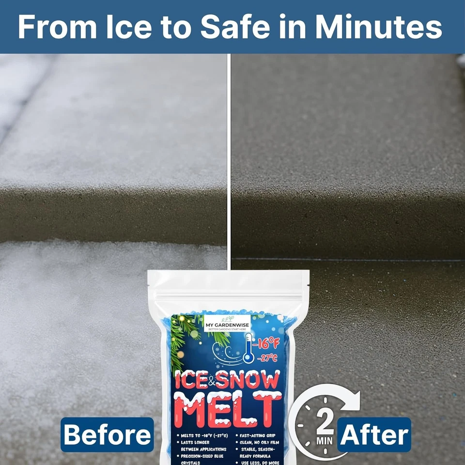 Derretimiento azul de hielo y nieve - Sal de roca azul para calzadas y aceras - Se derrite a -16 ° F Foto 2 de 4