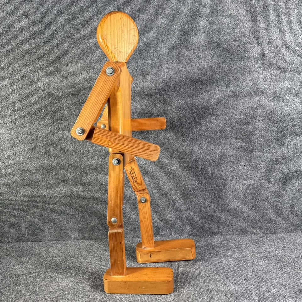 The Wood People artikulierte bewegliche Holz Künstler Schaufensterpuppe Vintage 1982 29"H - Bild 3 von 4