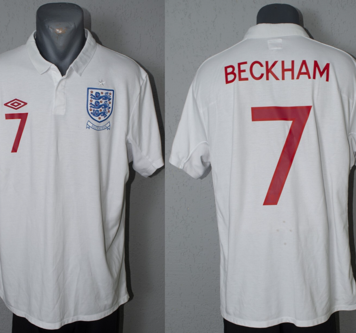 England Beckham Jersey 2010 World Cup Football Mens Umbro Home