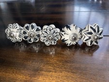 Hand Painted Black and White Ceramic Vintage Style Drawer Knobs Pulls set of 5
