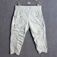 XCVI Wearables Women's Medium Ivory Iris Cropped Zip Pocket Minimalist Pants