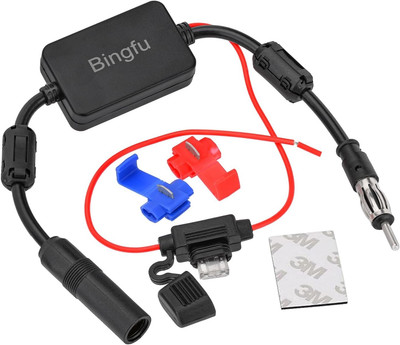 Universal Car Stereo FM Radio Antenna Signal Booster Amplifier Amp,12V Power Sup