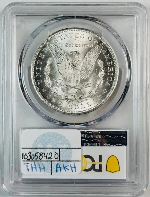 Dólar de plata Morgan 1884 CC GRADUACIÓN PROFESIONAL MS-63 mira blanca Carson City Foto 2 de 4