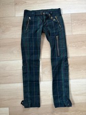 Vintage Polo Ralph Lauren Sz 27 Tartan Plaid Riding Pants Moto Zipper Biker Gree