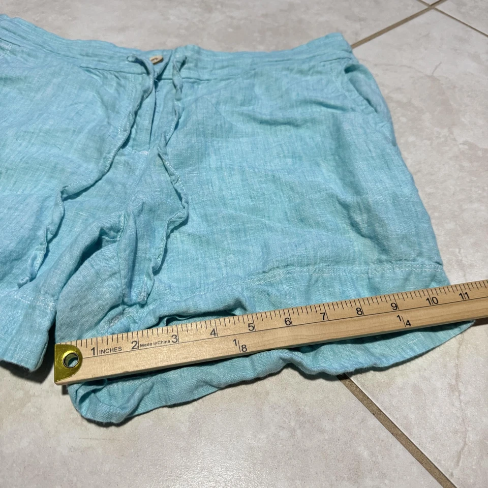 Pantalones Cortos Tommy Bahama de Lino para Mujer Pequeños Azul Aqua Cordón Cintura Elástica Foto 2 de 4