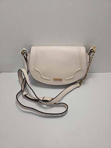 MIMCO White Leather Crossbody Saddle Bag