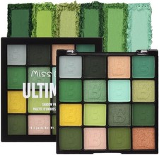 16 Colors Green Matte Eyeshadow Palette - Waterproof Light Dark Green Shimmer E