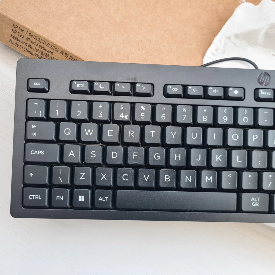 HP 125 UK QWERTY USB Wired Keyboard Black - Brand New In Box. - Image 2 of 4