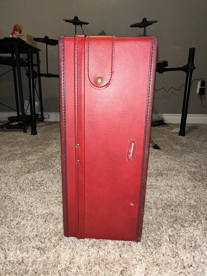 "Maleta equipaje vintage Hartmann con cinturón vinilo imitación cuero rojo grande 26 X 19""" Foto 4 de 4