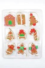 Set of 9 Small Christmas Gingerbread Ornaments. Wizardi Festive Decoration F0...