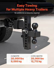2.5" Adjustable Trailer Hitch w/ 2"  2-5/16" Balls 28,000 lb 8" Drop