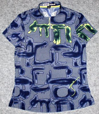 JAMIE SADOCK KIKI SIGNATURE 1/4 ZIP TOP 92121 Shadow Print Golf Blue sz S Shirt