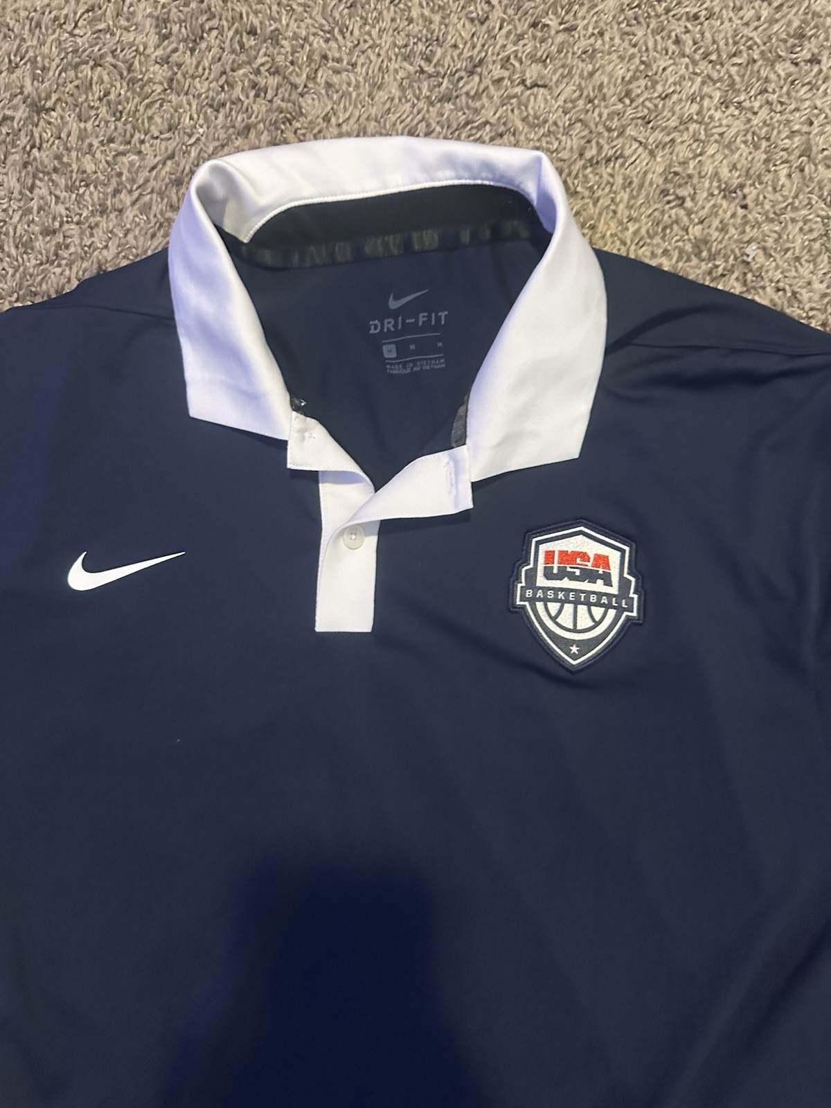 Nike USA Basketball Team Issue Coaches Polo Shirt Navy Mens M thumbnail 2