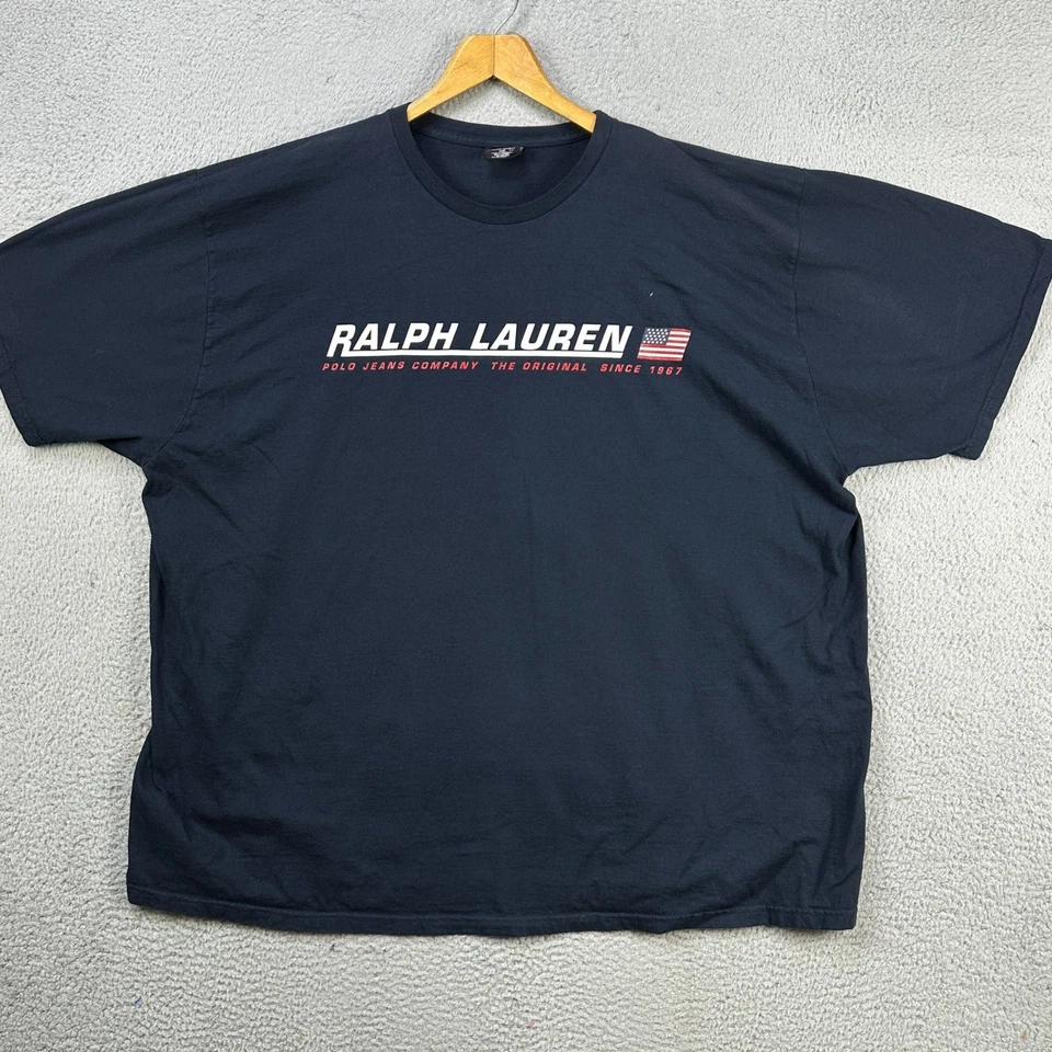 Polo Jeans Co. Ralph Lauren Camiseta Cuello Redondo Camiseta Para Hombres 5XL Grande Alto Azul Informal Foto 3 de 4