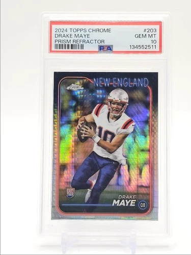 DRAKE MAYE 2024 TOPPS CHROME ROOKIE PRISM REFRACTOR RC PSA 10 Q0004