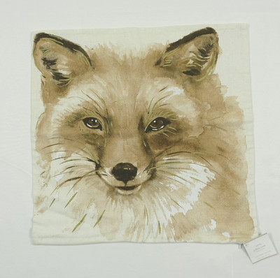 Pottery Barn Painted Fox 20'' x 20'' Pillow Cover NWT ~ Woodland Cabin Decor NEW!