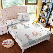 MUSOLEI Princess Fitted Sheet Set Cute Girl Castle Sheet Girl Bed Sheets Girl...