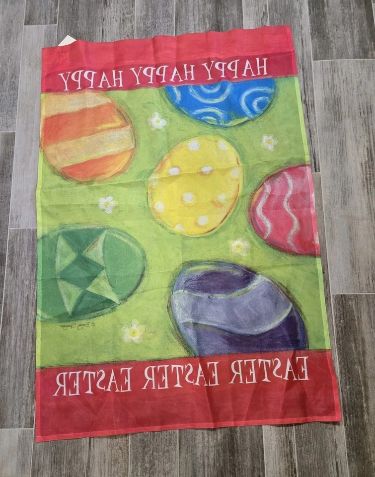 New With Tag Vintage 2005 Becky Springer Easter Egg Garden & Porch Flag - Image 2 of 4