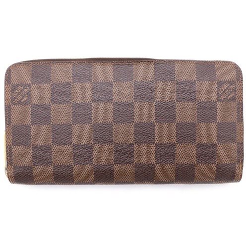 Louis Vuitton Damier Zippy Wallet Round Zipper Long Brown N60015 Used 9e90393770