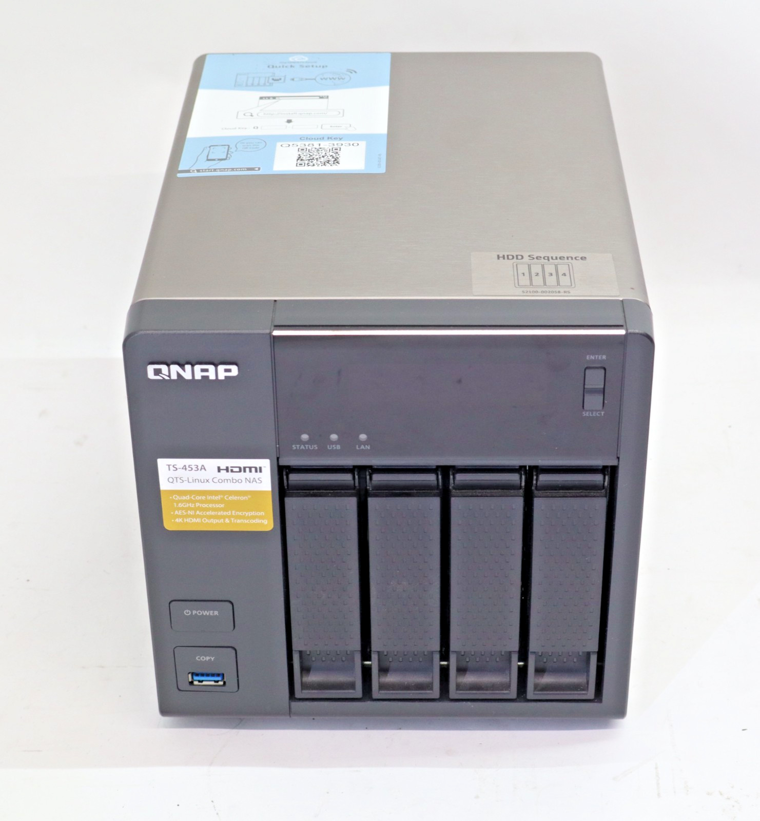 QNAP TS-453A QTS-LINUX COMBO NAS W/ 4-1TB WD RED HDD *READ* T5-E9