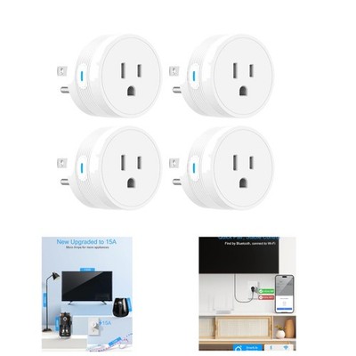 Compact 15A Smart Outlet - Remote Control & Scheduling via App, Alexa Compatible