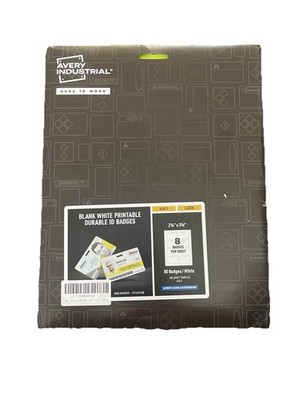 Avery Durable ID Badges 61611. for Lanyards  2. 1/8  X 3.3/8 Laser Printable New
