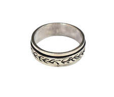 925 Sterling Silver Spinner Ring Fidget Spinning Wedding Band Unisex Size 14.5