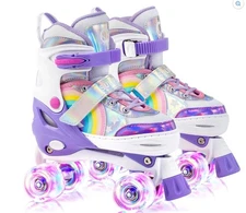 Adjustable Roller Skates Kids Sparkles Light up Wheels Girls Boys Small P5