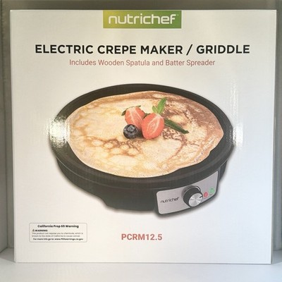 NutriChef PCRM12.5 Electric Crepe Maker 12'' Nonstick Griddle New