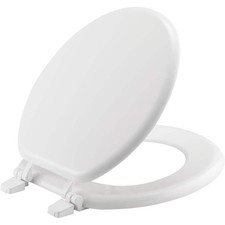 NEW Round Closed Front Enameled Wood Toilet Seat in White Durable Wood Finish