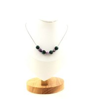 Steine Und MinéRaux. Halskette 7 Perlen Amethyst Du Brazilien + Tigerauge GrüN