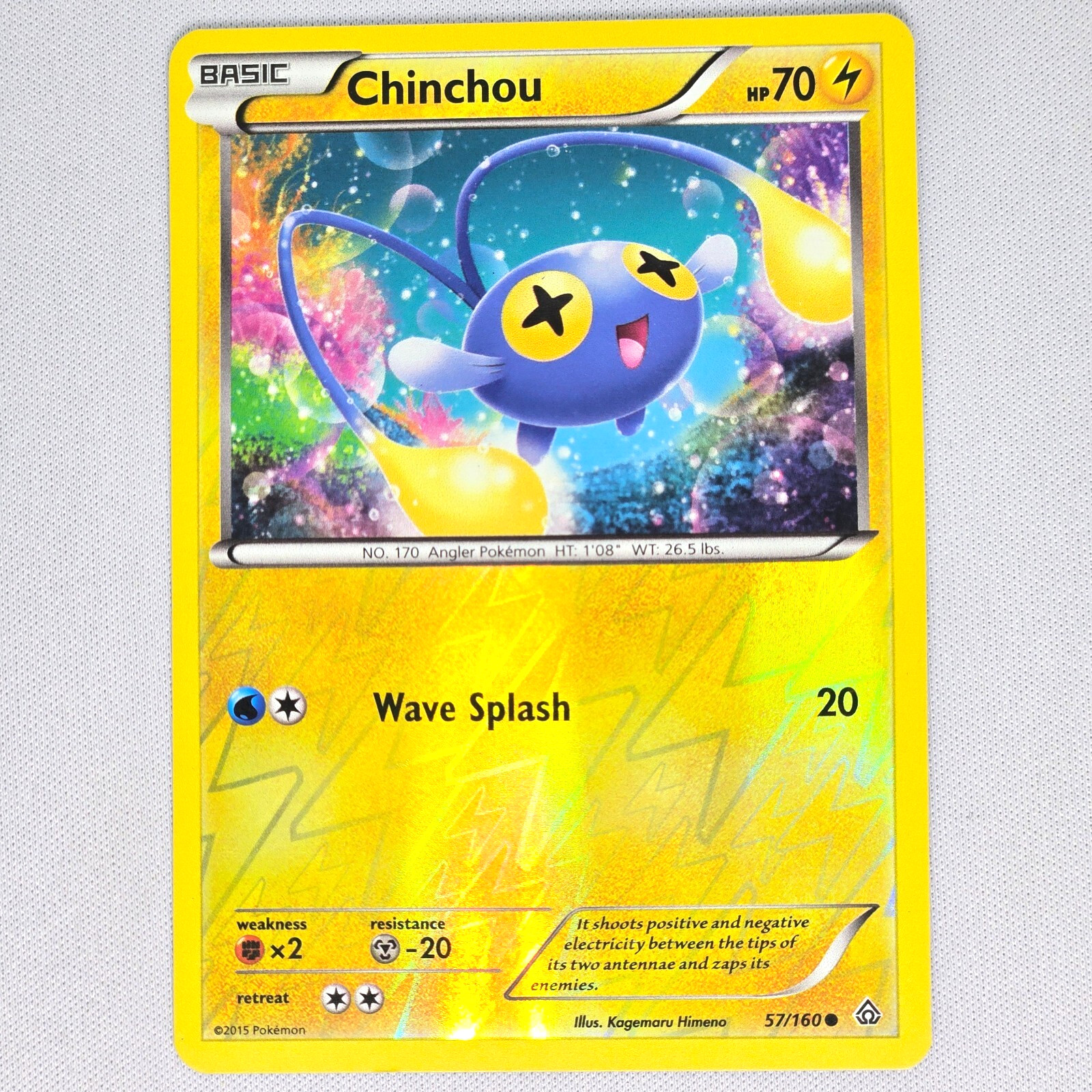 Chinchou 57/160 Primal Clash Reverse Holo Common Pokemon Card TCG English LP