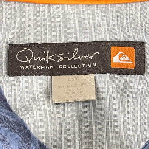 Quiksilver Waterman Collection Blue Hawaiian Button-Up Shirt Mens Size Large - Picture 9 of 13