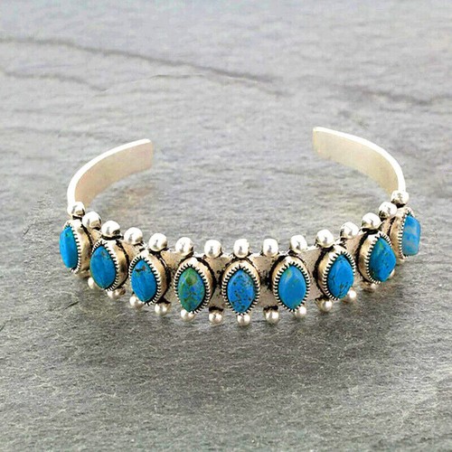 Men Women Turquoise Bracelets Bohemian Vintage Open Bangles Cuff Jewelry Gifts - Picture 8 of 22