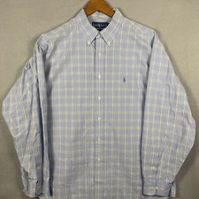 VTG Ralph Lauren Yarmouth Dress Shirt 17.5-34/35 Blue Plaid OCBD Business Preppy