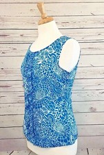 Women's Shirt Top Blue Ruffle Front Sleeveless Size 6 Banana Republic Cotton Zip