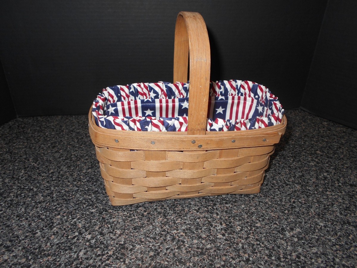 Longaberger 1986 Rectangular Basket Stars and Stripes Liner 9