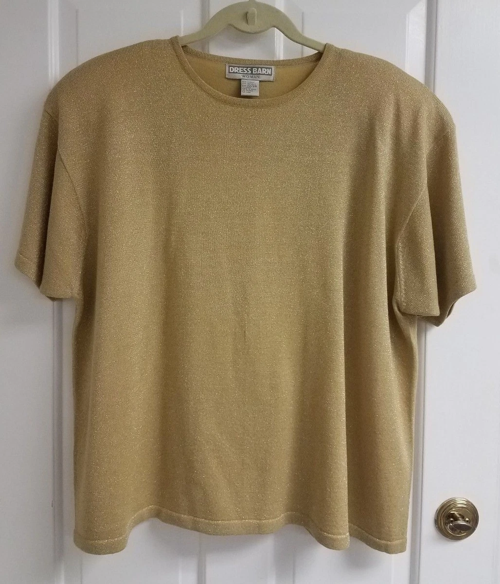 22 24 NWOT Holiday Gold Sparkling Metallic Top w Short Sleeves