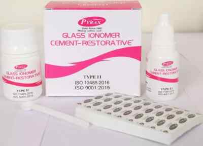 Dental Pyrax GIC Type 2 Restorative Cement PL Set - Powder 15gm / Liquid 10ml