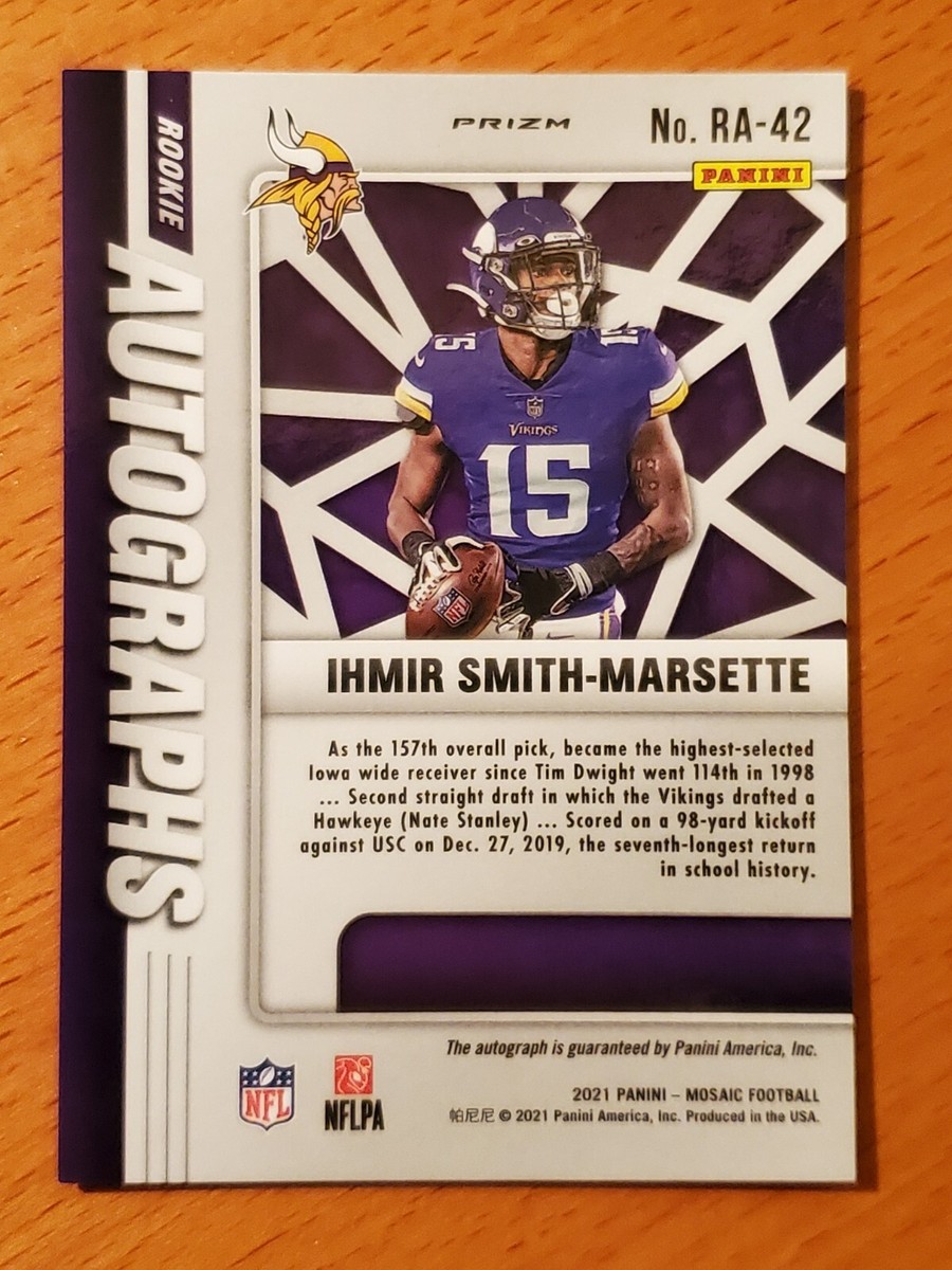 2021 Mosaic Autographs Prizm #38 Ihmir Smith-Marsette Iowa Vikings