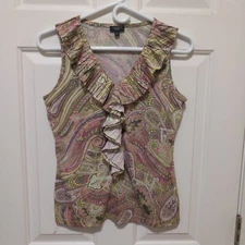 TALBOTS Polyester Rayon Women's Paisley Casual Career Everyday Top Size S